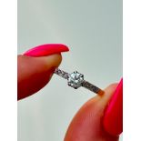 Sweet Antique 18ct Yellow Gold and Platinum Diamond Solitaire Ring