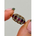 Antique Yellow Gold Amethyst and Pearl 5 Stone Ring