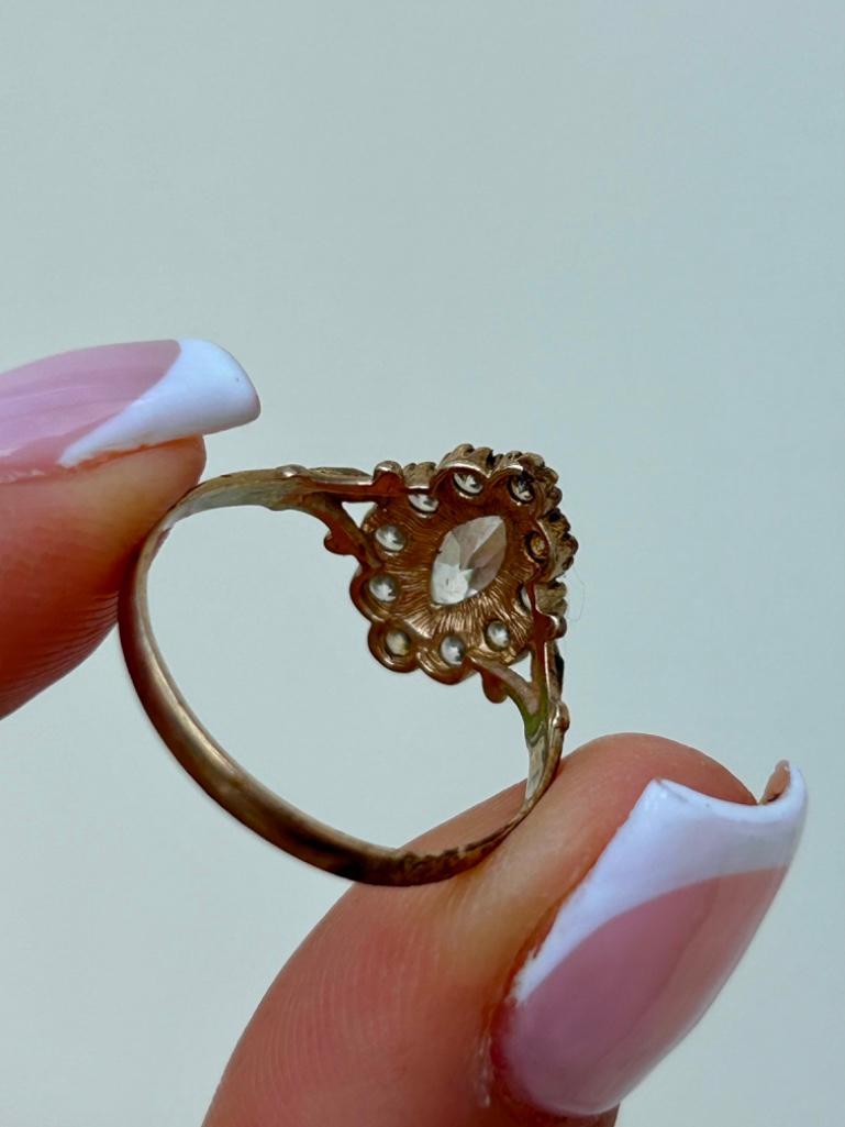 9ct Gold Paste Navette Cluster Ring - Bild 5 aus 6