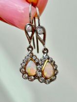 Amazing Opal and Diamond Drop Earrings in White Gold