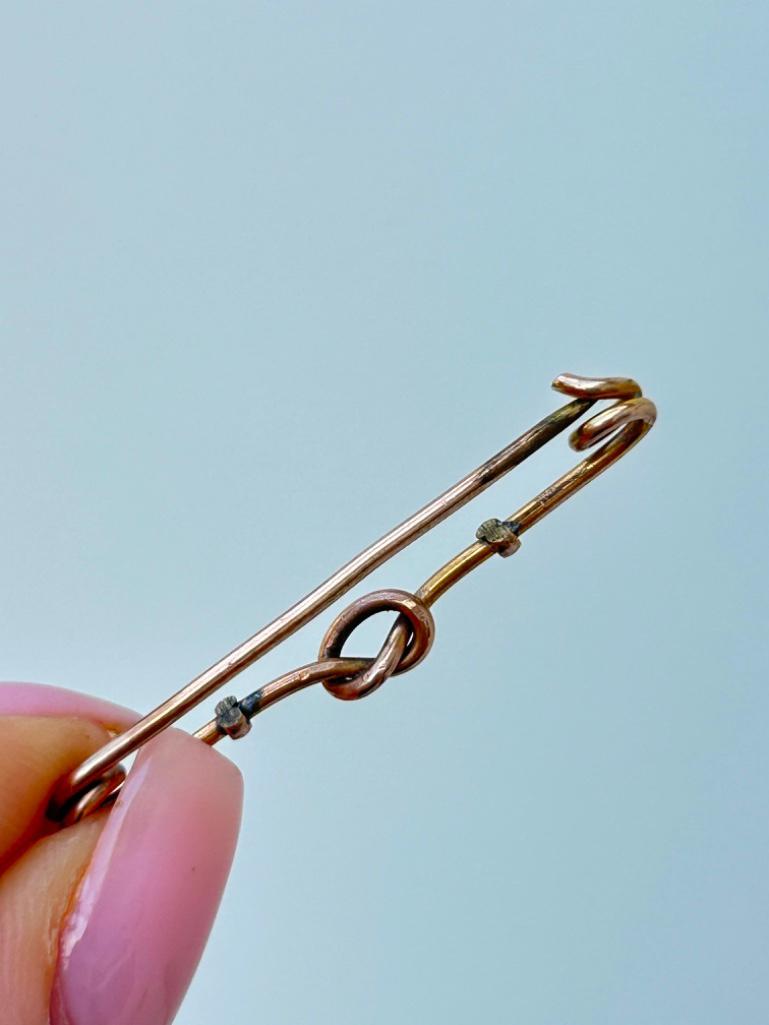 Antique 9ct Gold Lover Knot Bar Brooch - Image 4 of 5