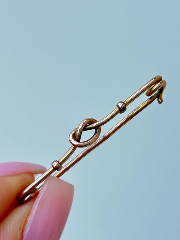 Antique 9ct Gold Lover Knot Bar Brooch