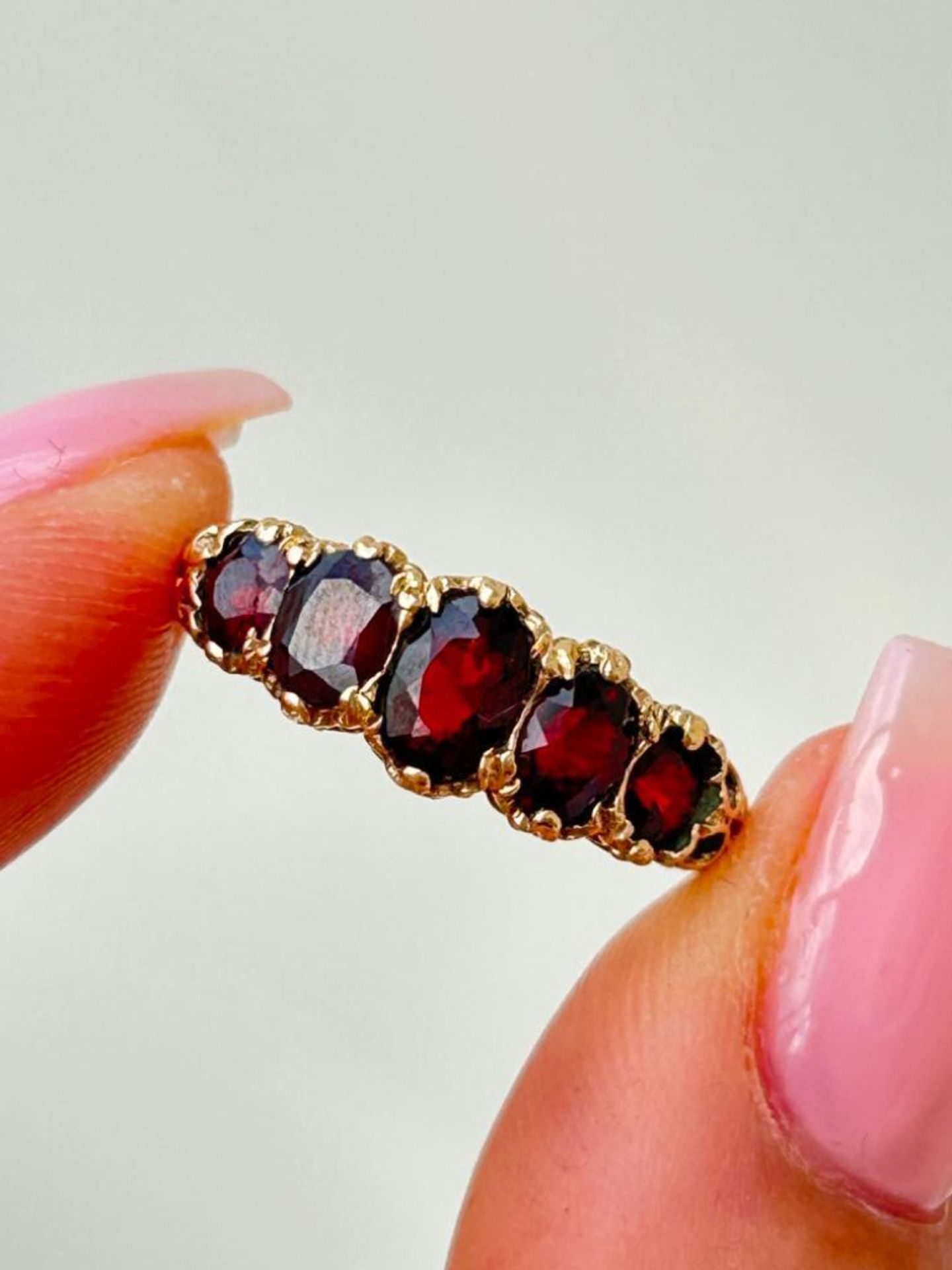 9ct Gold Garnet Half Hoop Ring