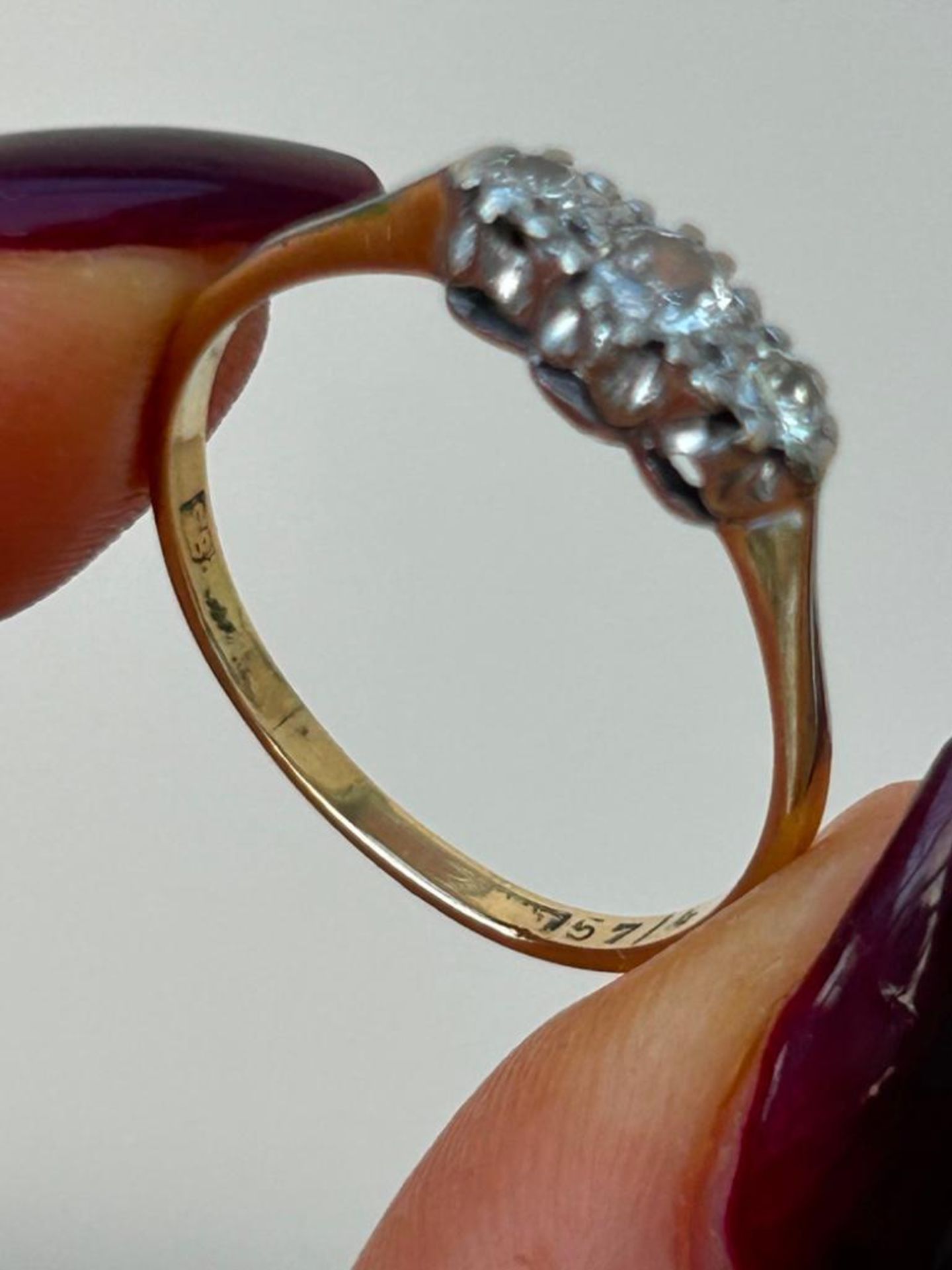 Yellow Gold Diamond 3 Stone Ring - Image 7 of 7