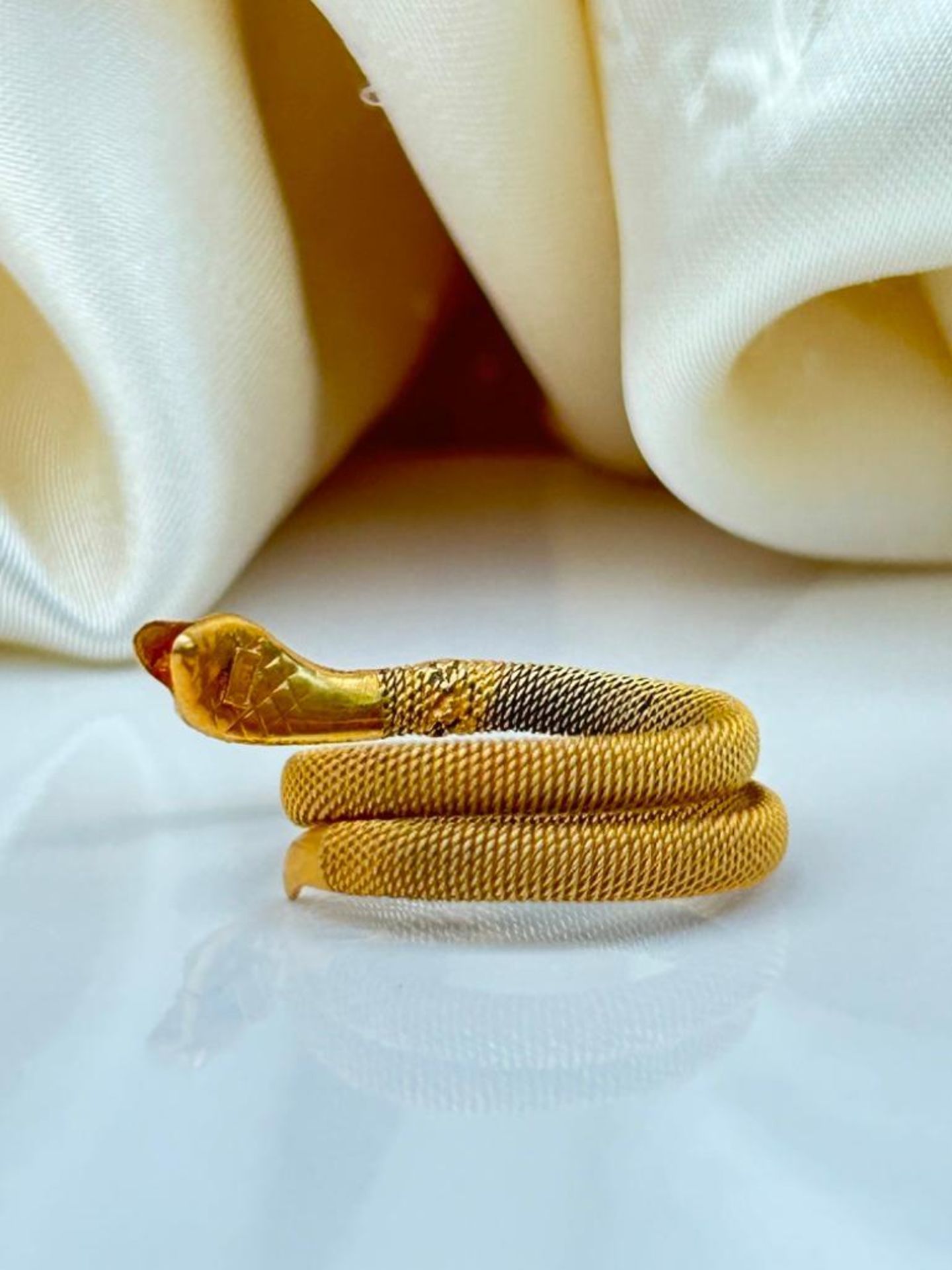 Antique Gold Coiled Snake Ring - Image 7 of 7