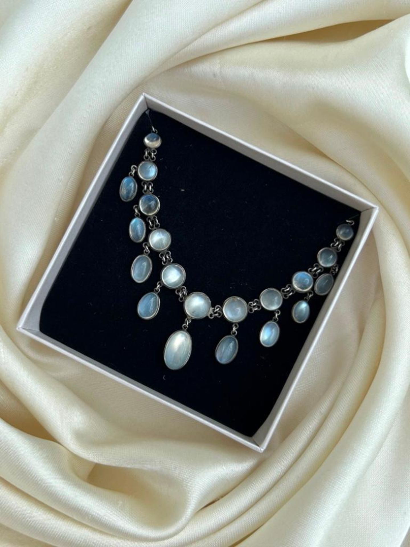 Wonderful Antique Silver Moonstone Drop Necklace - Image 2 of 5