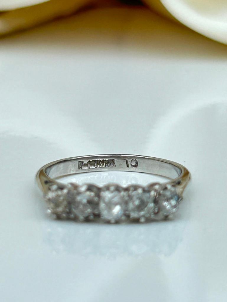 Platinum and Diamond 5 Stone Ring - Image 7 of 8