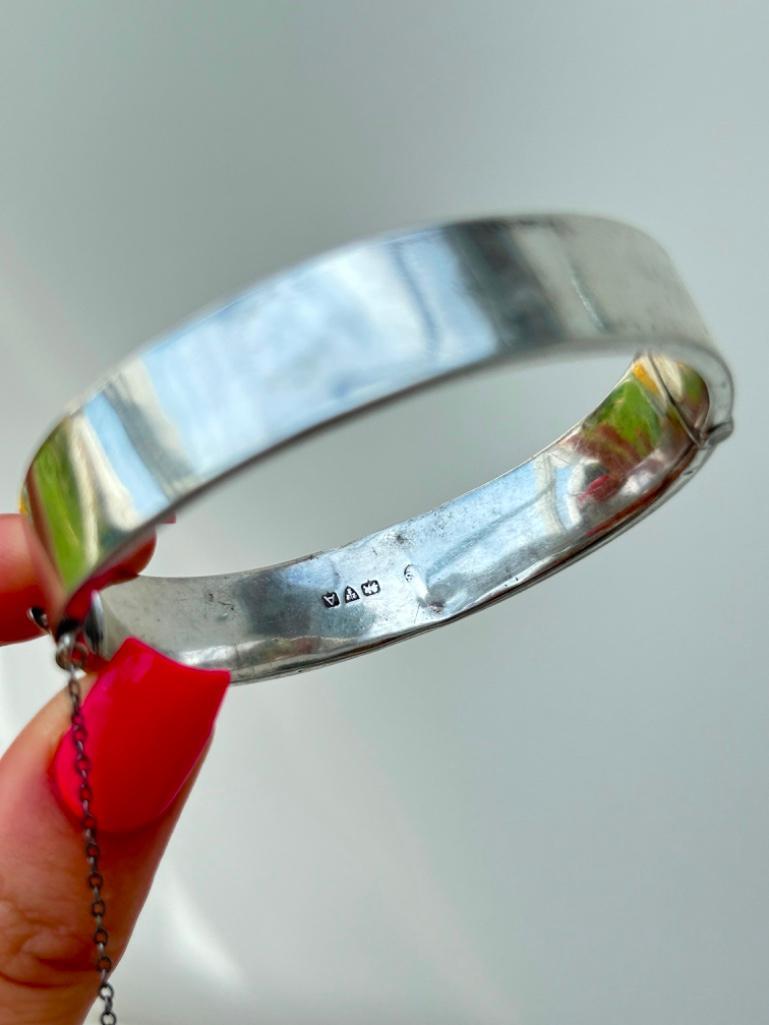 Antique Silver with Gold Over Lay Bangle Bracelet - Image 5 of 7