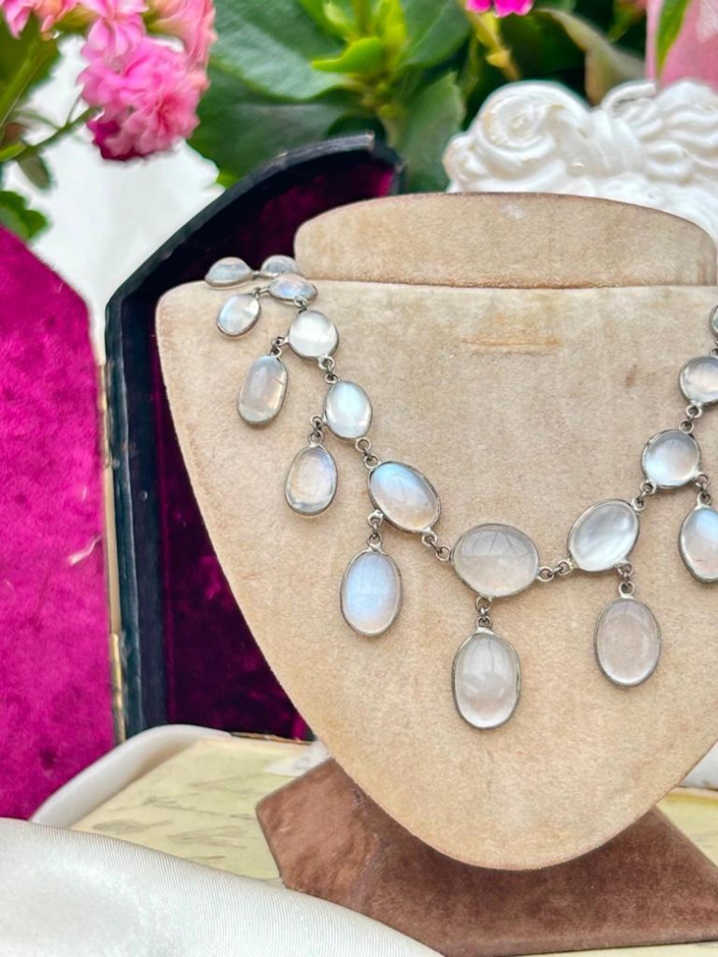 Antique Silver Moonstone Necklace - Image 6 of 7