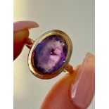 Sweet 9ct Yellow Gold Amethyst Cocktail Ring