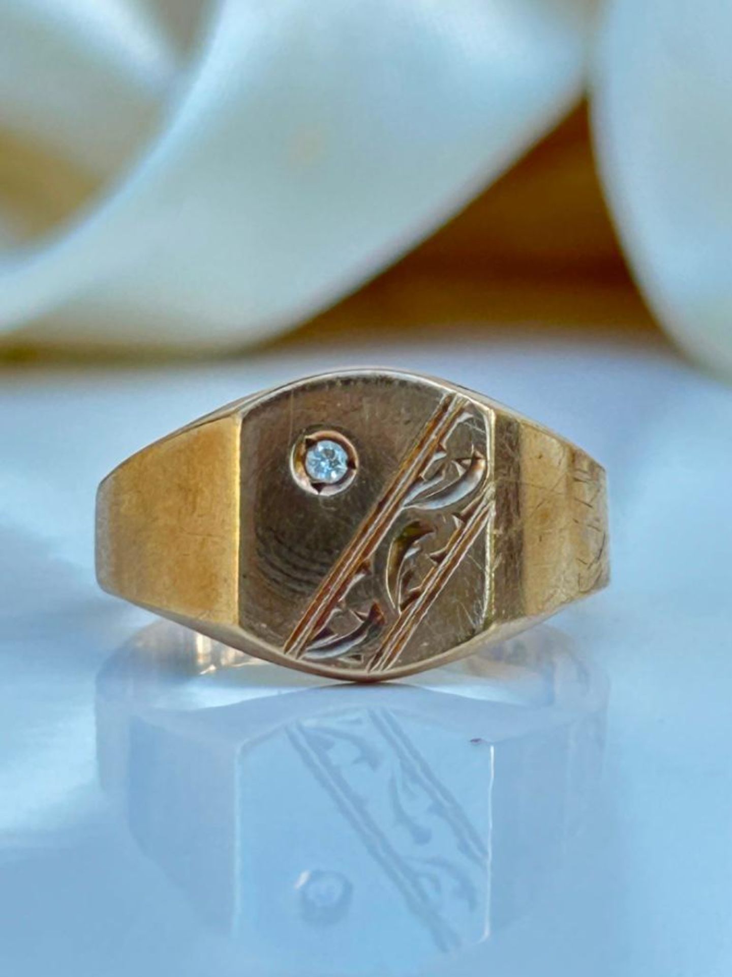 Vintage Diamond Gold Signet Ring