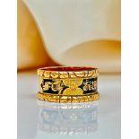 Antique C.1831 Wide Black Enamel and 18ct Gold Mourning Band Ring