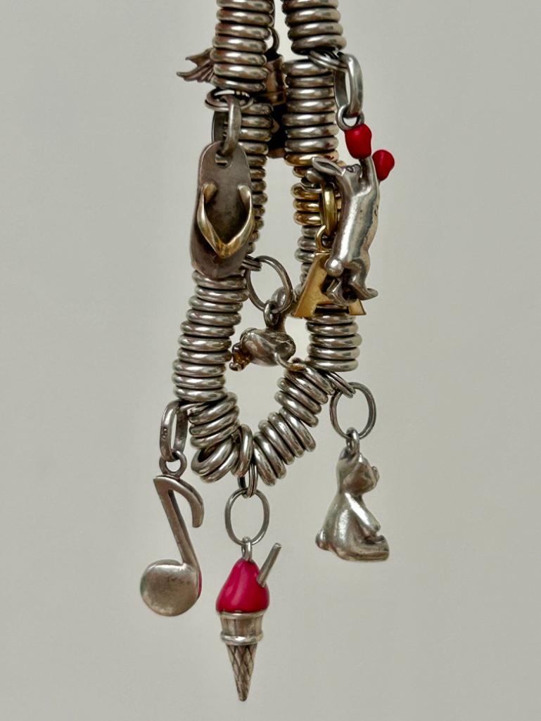 Heavy Links of London Silver Bracelet with Enamel Charms - Image 3 of 4