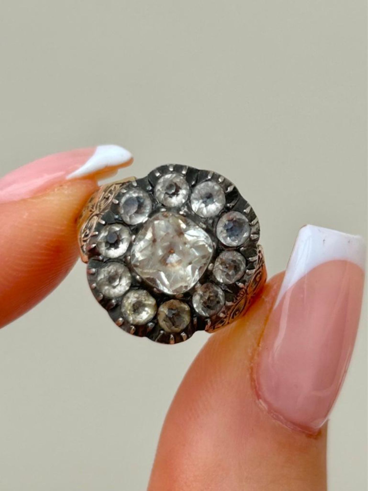 Georgian Era Chunky Paste Cluster Ring - Image 4 of 7