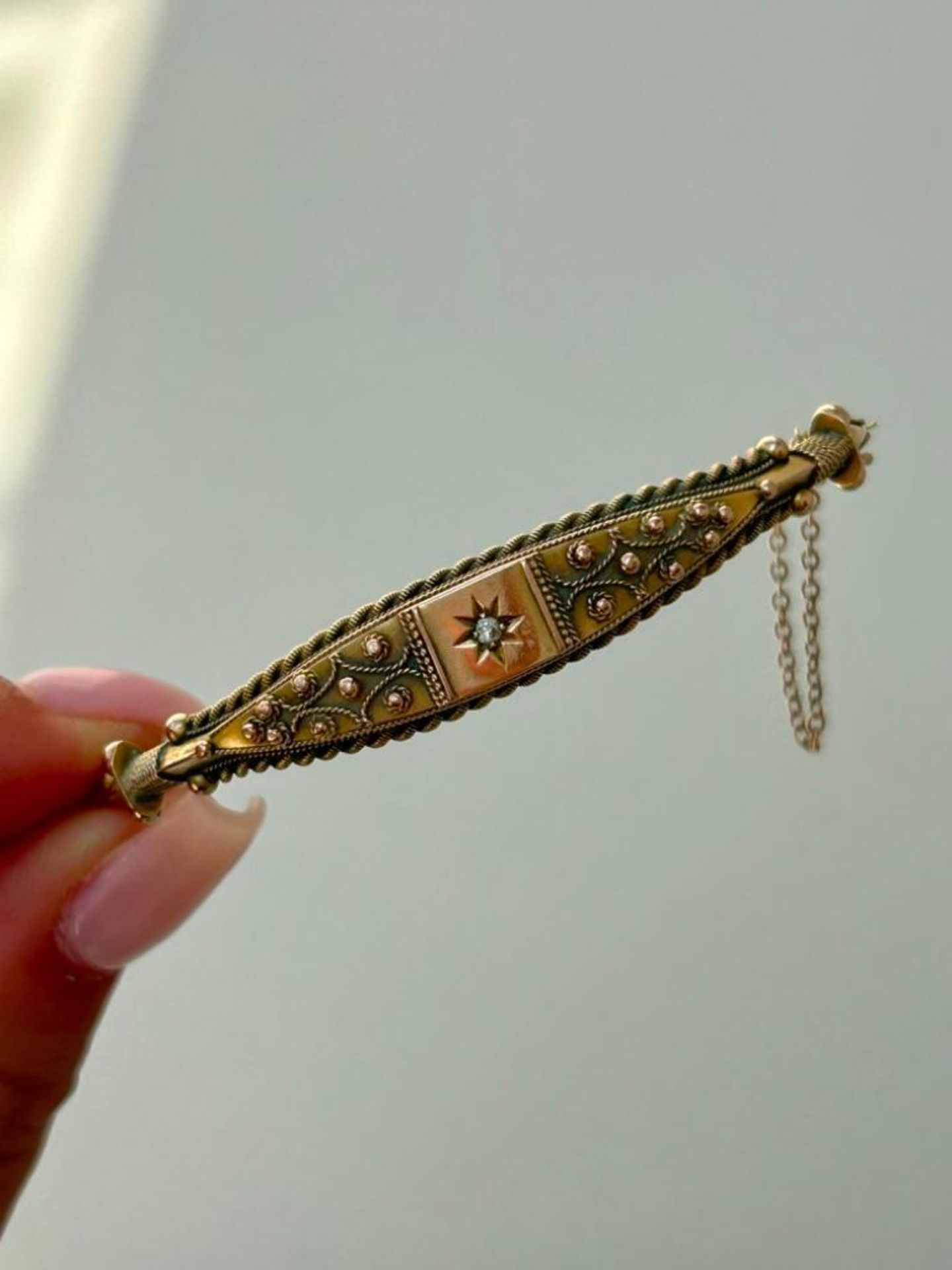Antique Gold Diamond Bangle Bracelet - Image 6 of 6