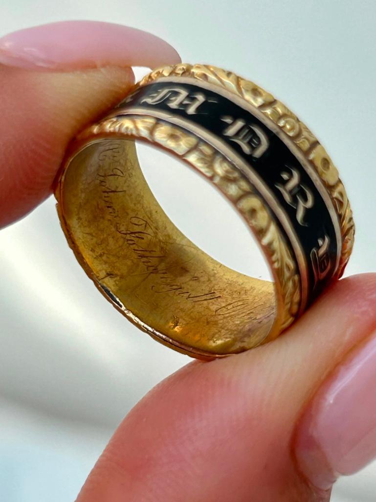 Antique C.1845 Black Enamel Mourning Band Ring in 18ct Gold - Image 5 of 8