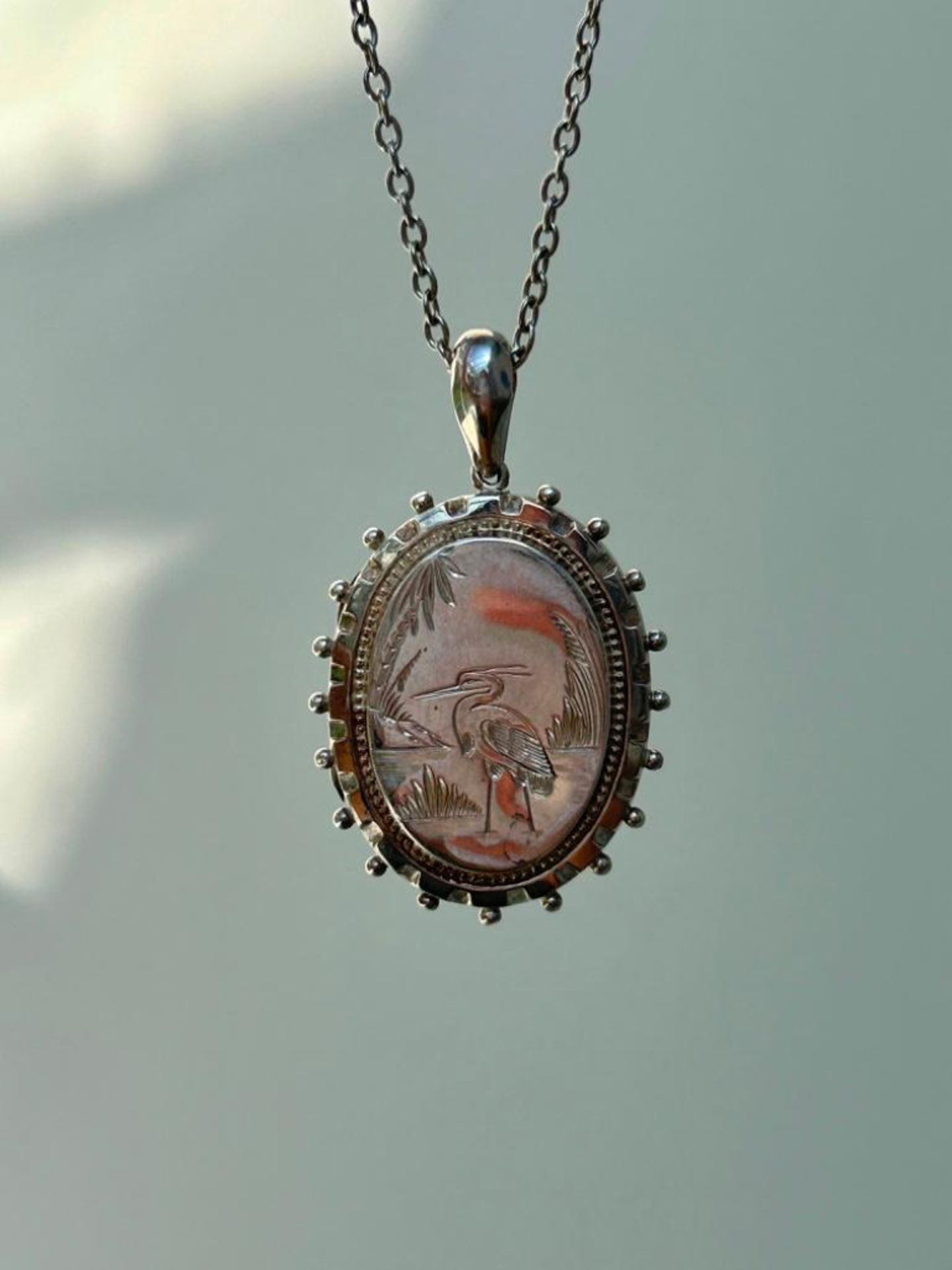 Victorian Era Aesthetic Silver Pendant on Chain - Image 3 of 5