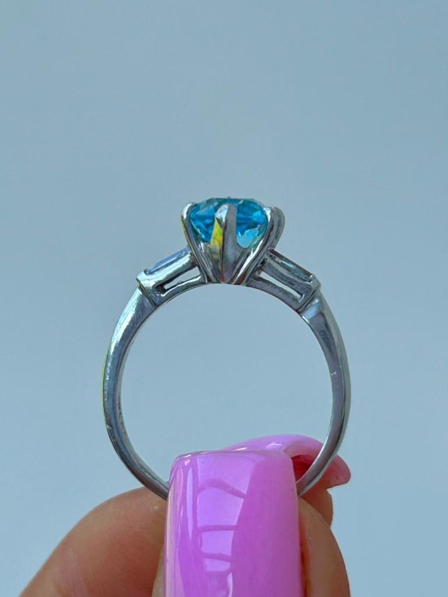 Platinum Blue Topaz and Diamond Ring - Image 7 of 7