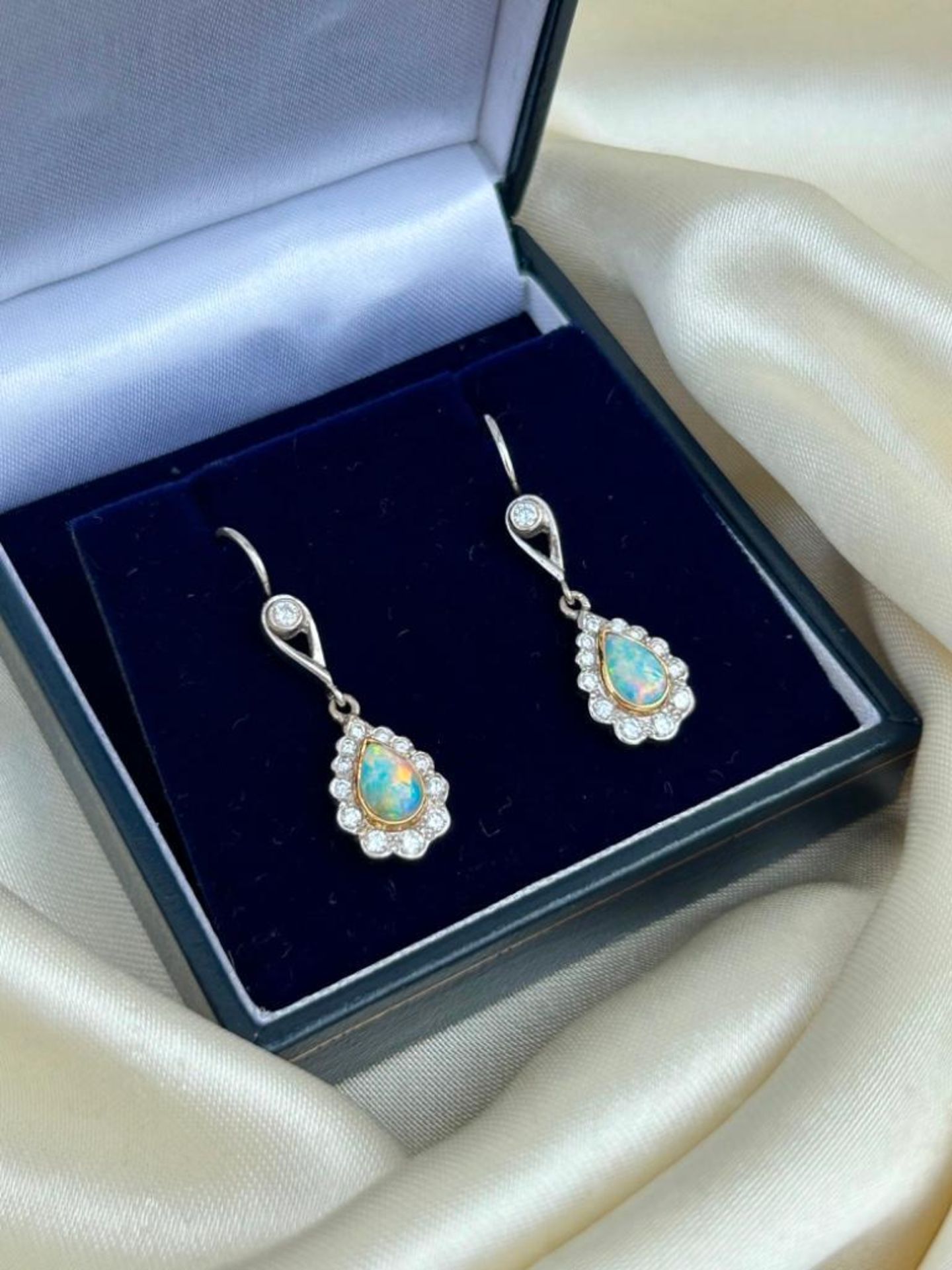 Amazing Opal and Diamond Drop Earrings in White Gold - Image 8 of 9