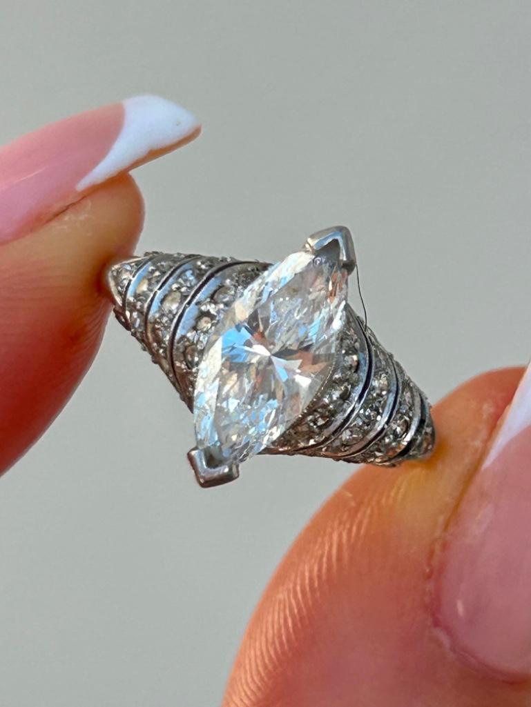 Incredible 2.20 Carat Diamond Marquise Ring in Diamond Setting - Image 2 of 8