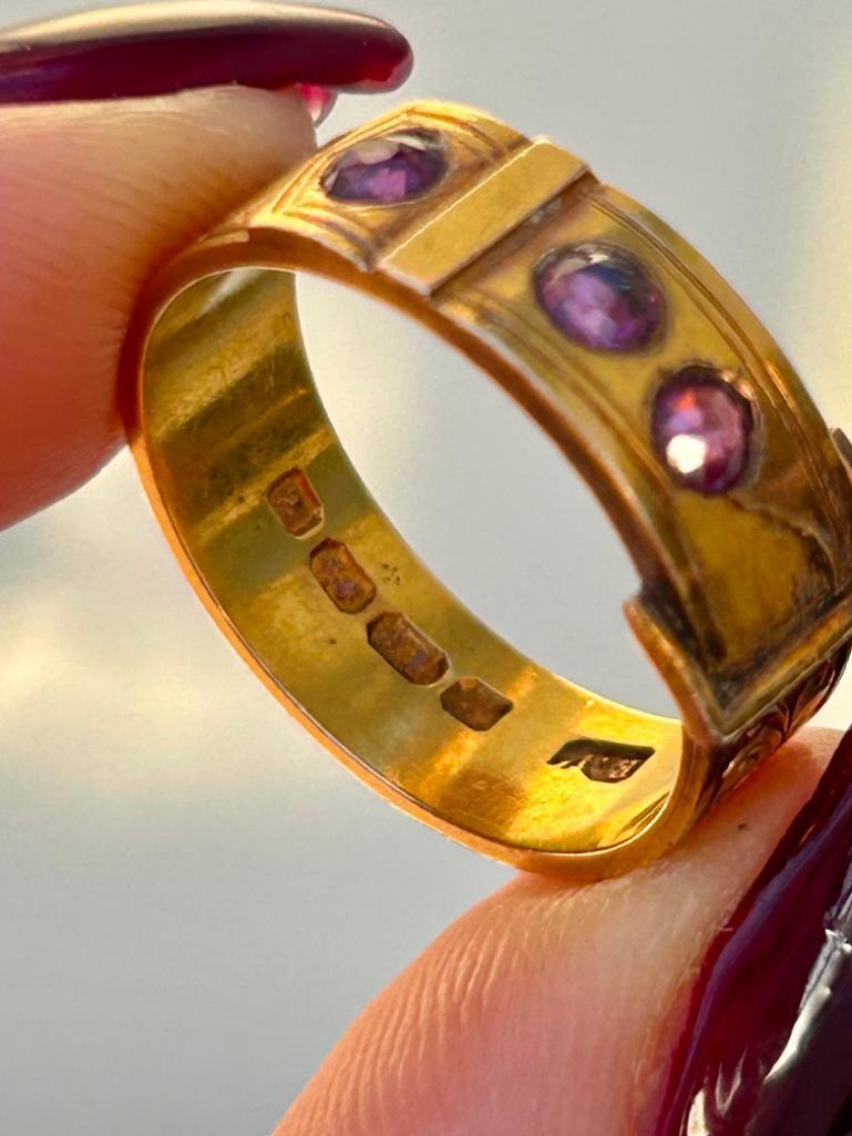 Chunky 18ct Gold Buckle Ring with Amethyst - Bild 7 aus 8