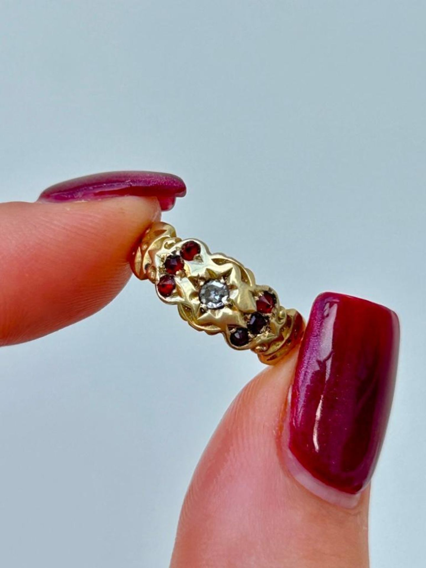 Sweet Ruby and Diamond 9ct Yellow Gold Ring - Image 2 of 6