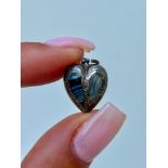 Antique Silver Agate Puffed Heart Pendant