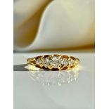 Antique 18ct Yellow Gold Diamond 5 Stone Ring Approx 60pts Total