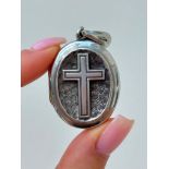 Antique Silver Cross Locket Pendant