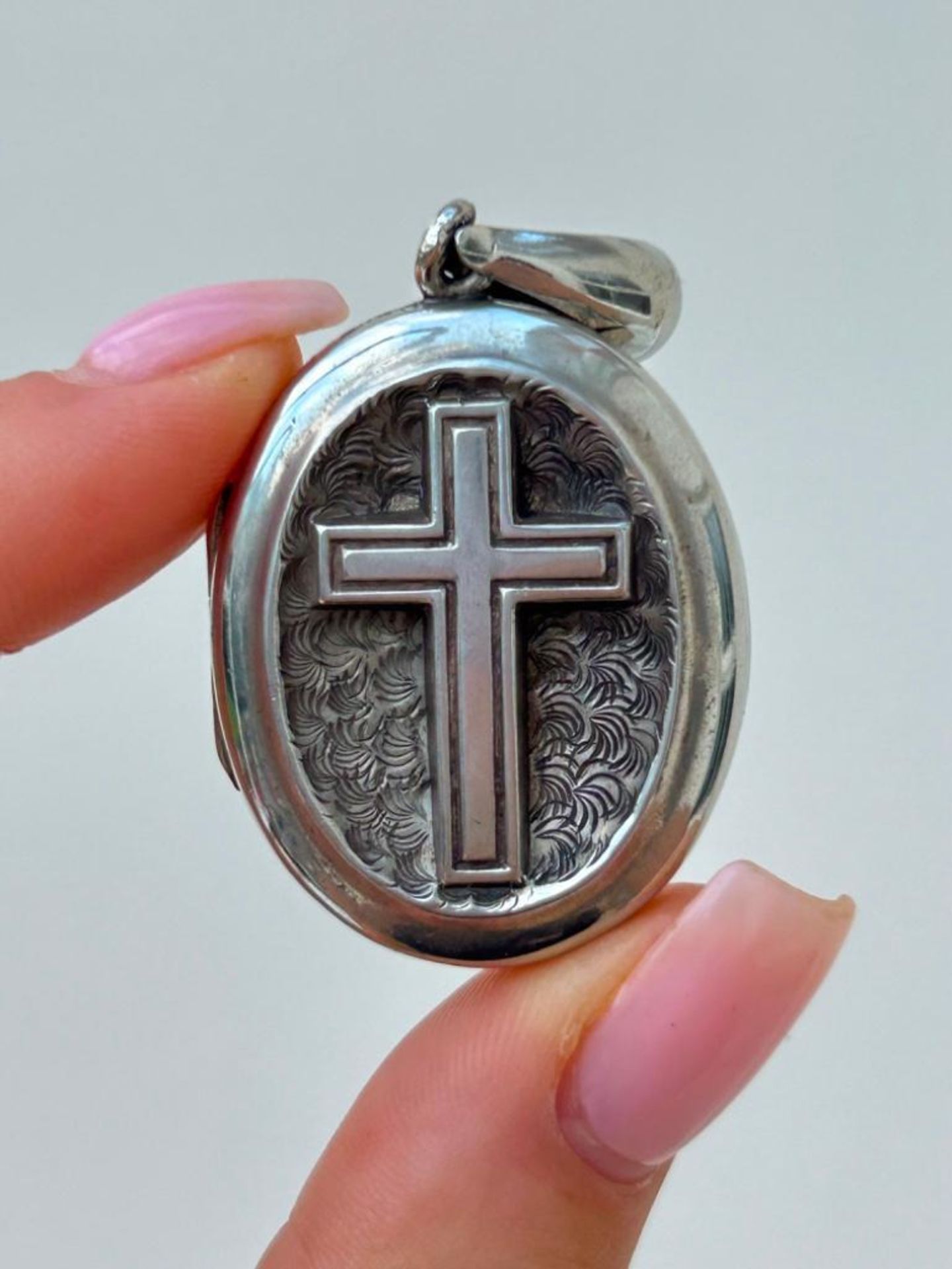 Antique Silver Cross Locket Pendant