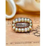 Chunky Georgian Era Pearl and Gold Locket Front Ring AF