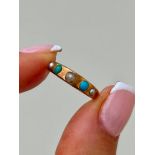 Tiny 18ct Gold Antique Pearl and Turquoise 3 Stone Ring
