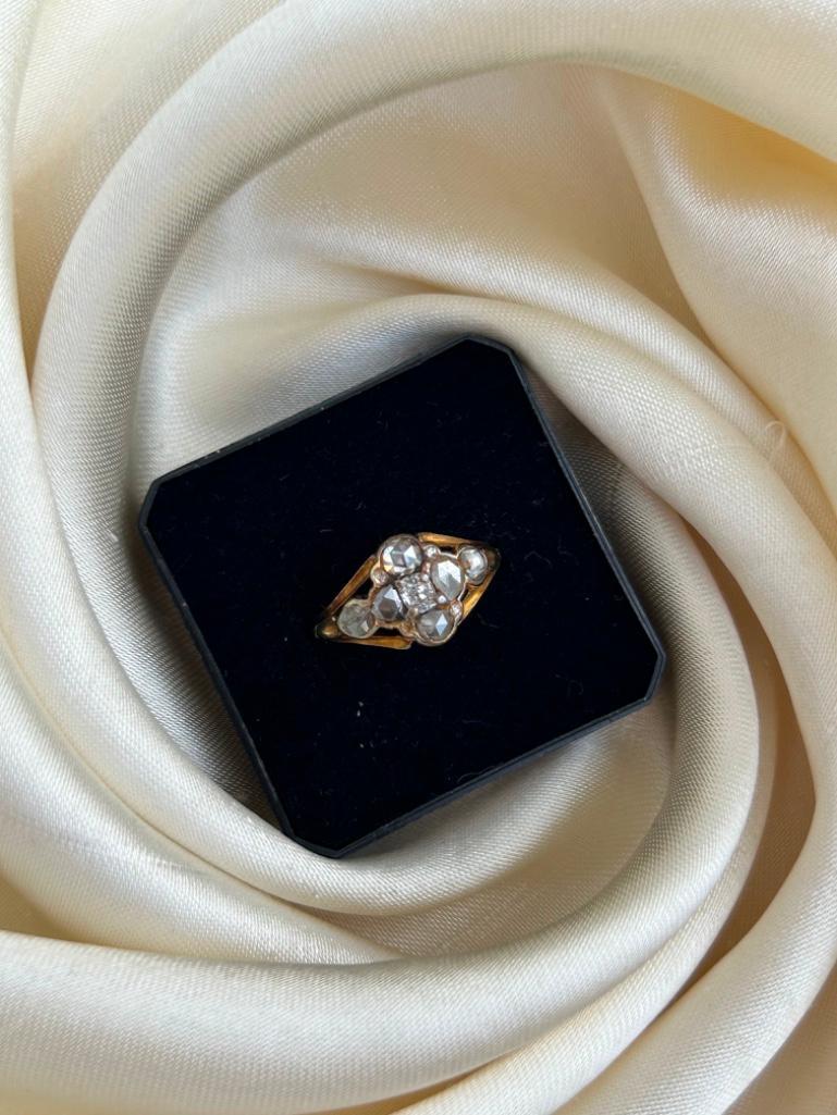 Antique Late Georgian Rose Cut Diamond Ring in Gold - Image 7 of 8