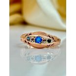 Sweet 9ct Gold Sapphire and Diamond 5 Stone Ring