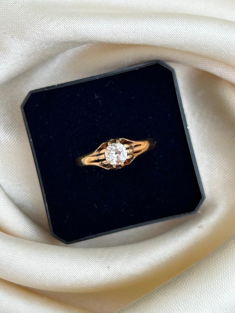 Antique 18ct Yellow Gold 50pts Diamond Belcher - Image 5 of 8