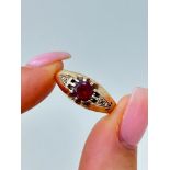 Antique Gold Garnet and Rose Cut Diamond Belcher Ring
