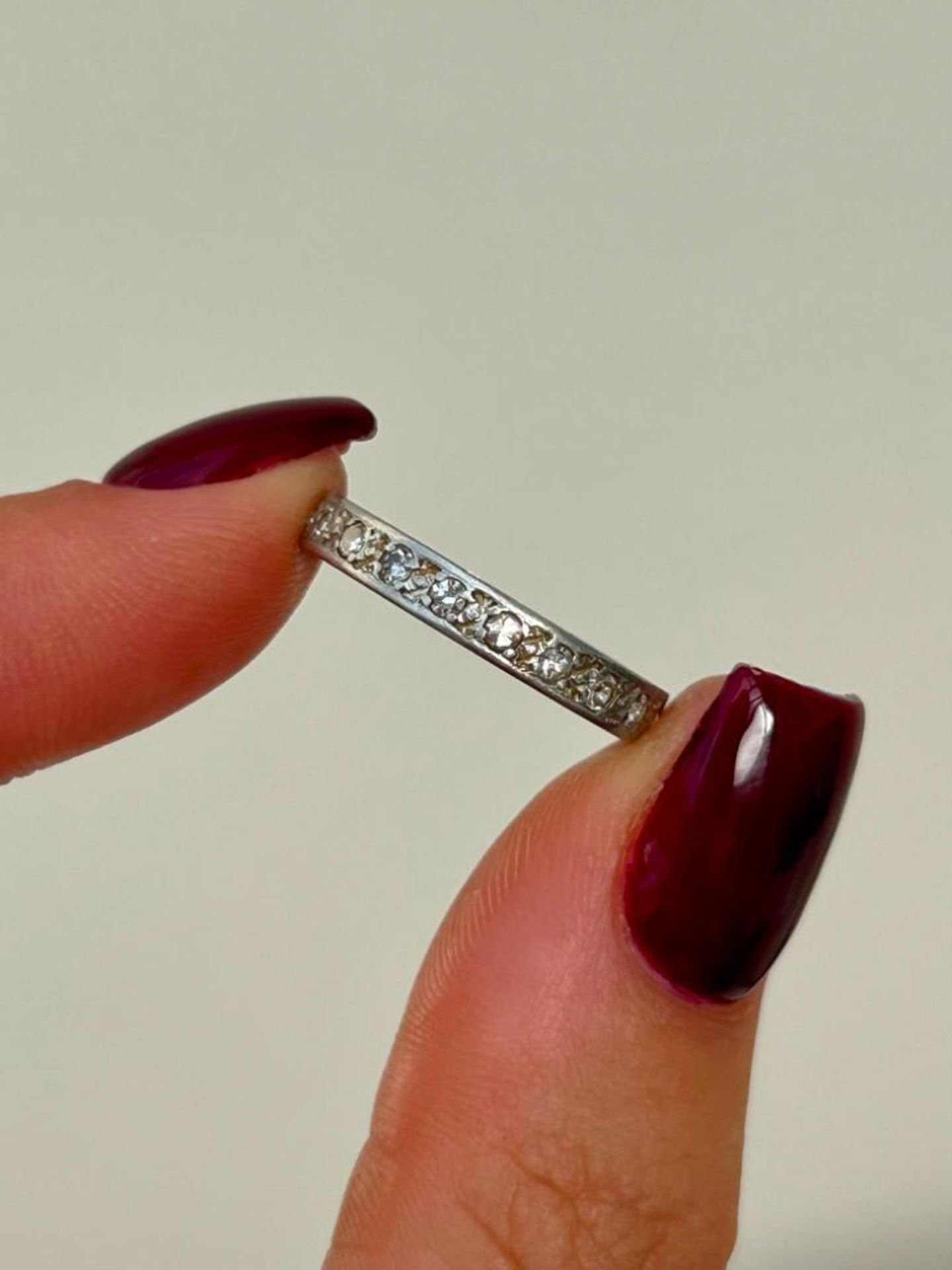 Antique White Gold Diamond Full Eternity Band Ring