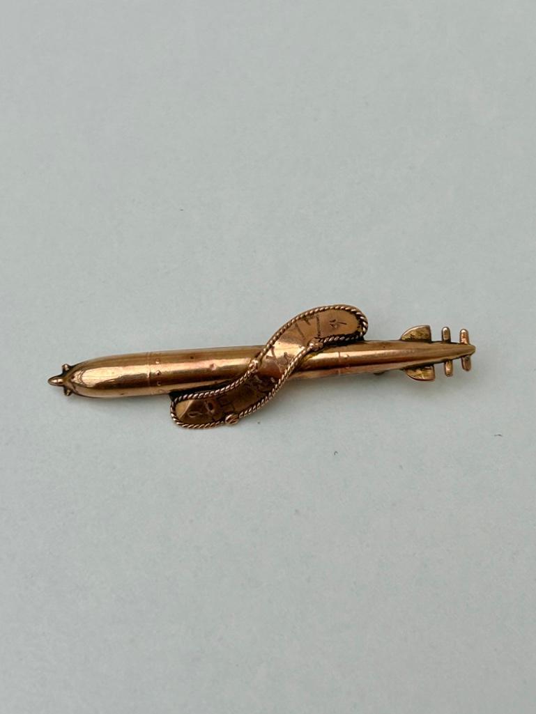 Antique Gold WW1 Torpedo Sweetheart Brooch C.1917 - Image 3 of 5