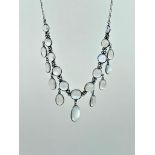 Wonderful Antique Silver Moonstone Drop Necklace