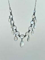 Wonderful Antique Silver Moonstone Drop Necklace