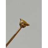 Antique 15ct Gold Rose Cut Diamond Fox Safety Pin Brooch