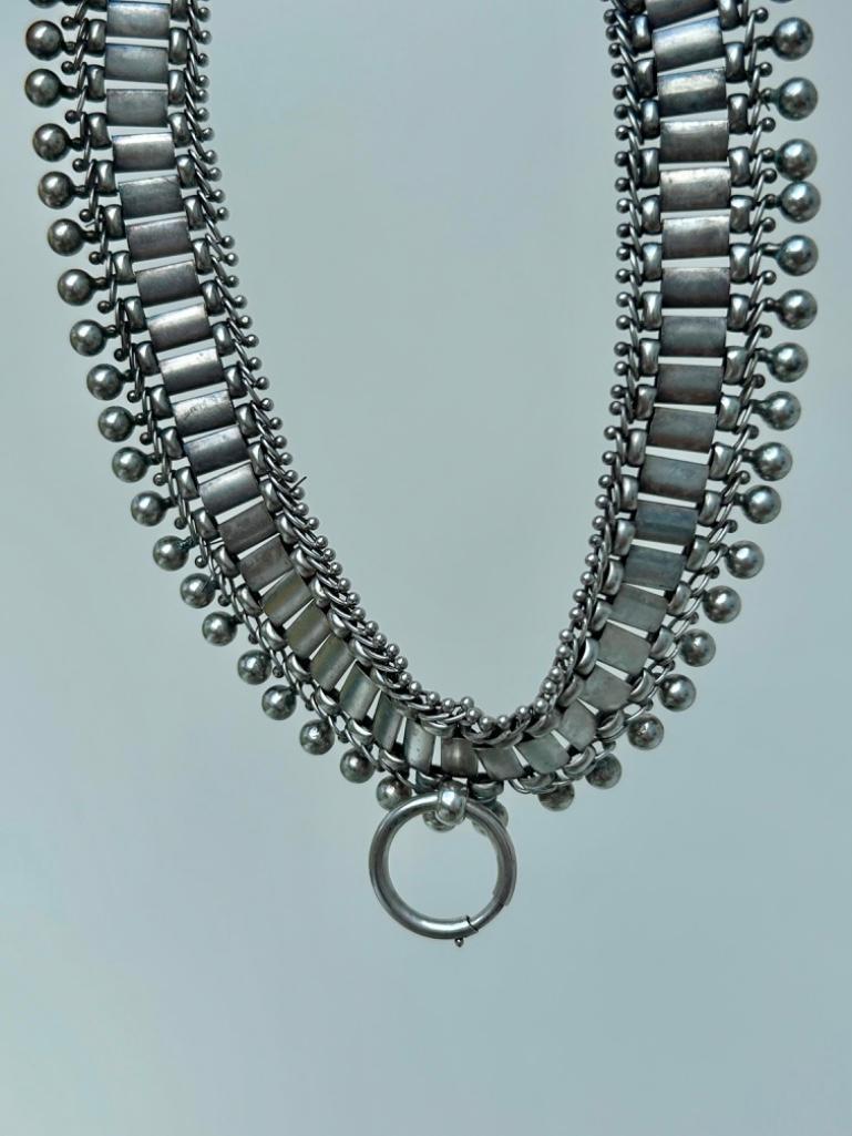 Huge Chunky Antique Silver Victorian Collar Necklace - Bild 4 aus 5