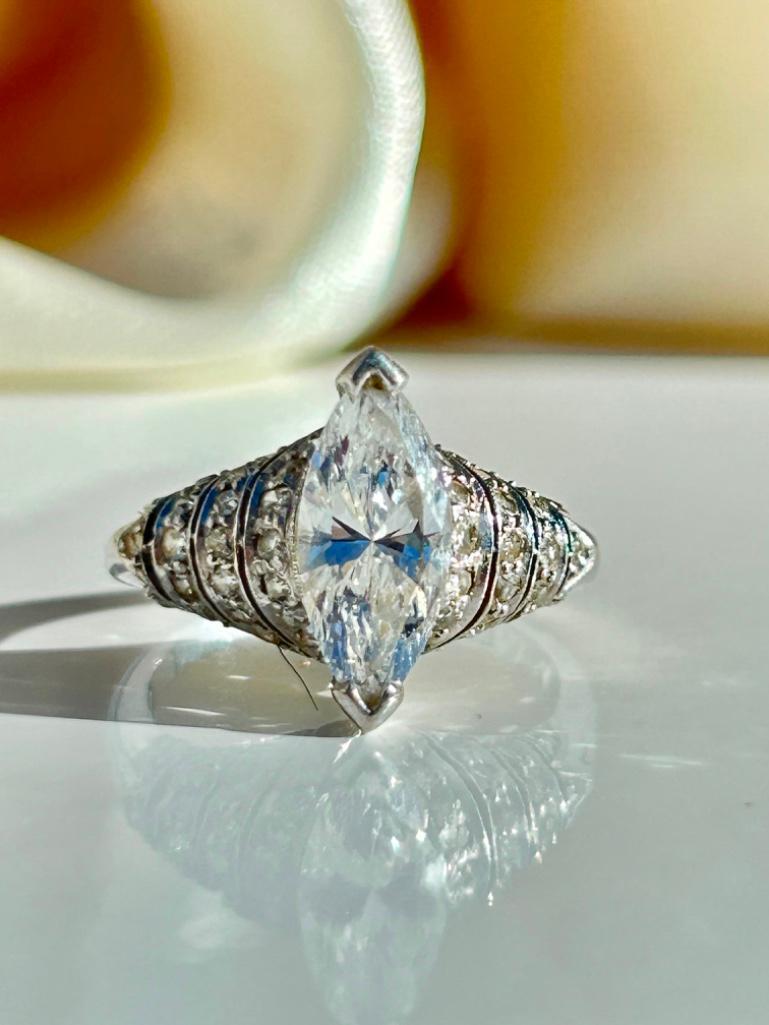 Incredible 2.20 Carat Diamond Marquise Ring in Diamond Setting