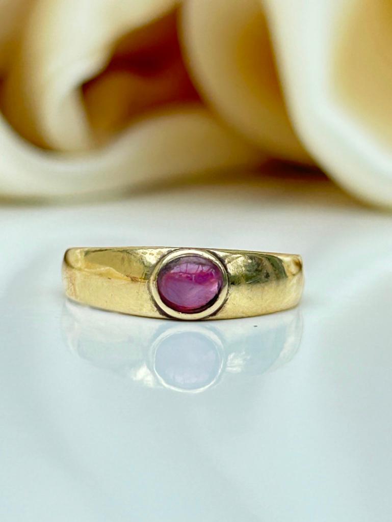 Sweet Antique Cabochon Ruby Gold Band Ring