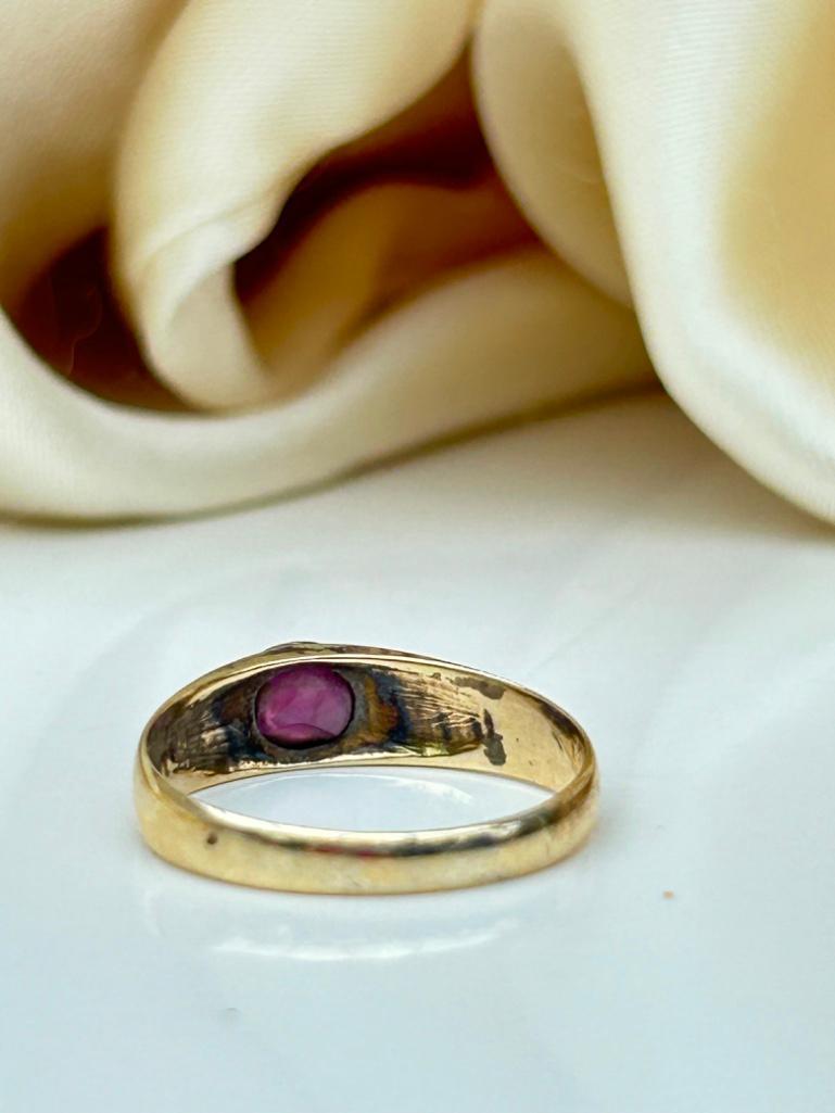 Sweet Antique Cabochon Ruby Gold Band Ring - Bild 6 aus 7