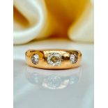 Huge Chunky 18ct Yellow Gold Diamond 3 Stone Ring
