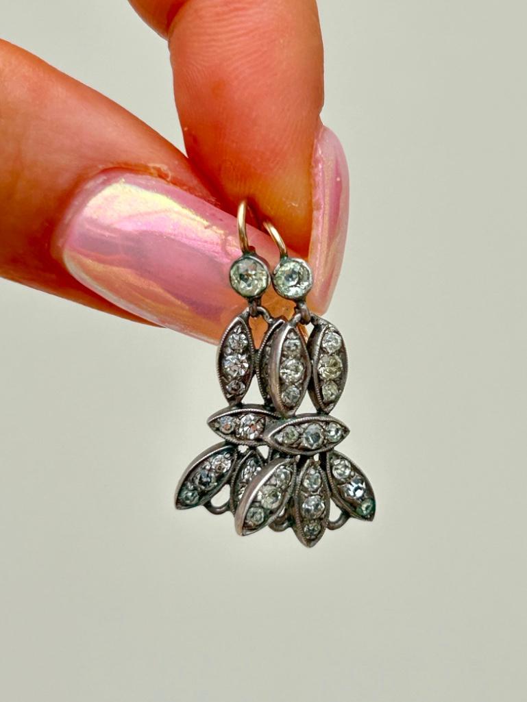 Antique Silver and Paste Drop Earrings - Image 2 of 5