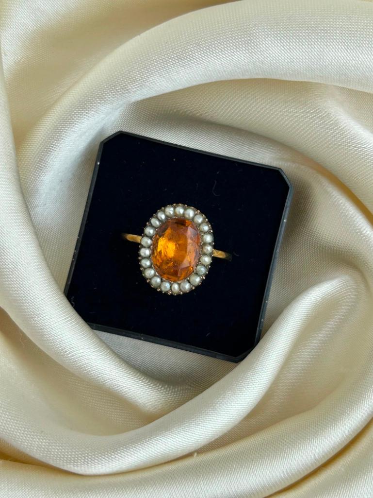 Antique Pearl Halo Ring in Yellow Gold - Image 4 of 5