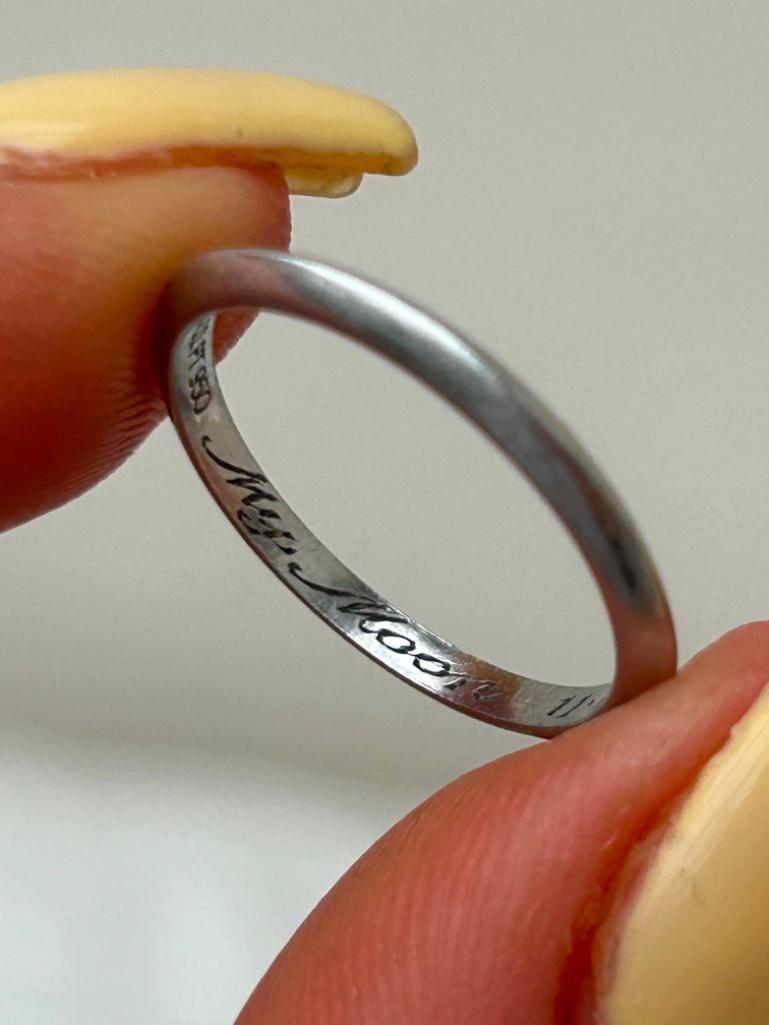 Amazing Tiffany Platinum 2mm Forever Band Ring Engraved - Image 5 of 9