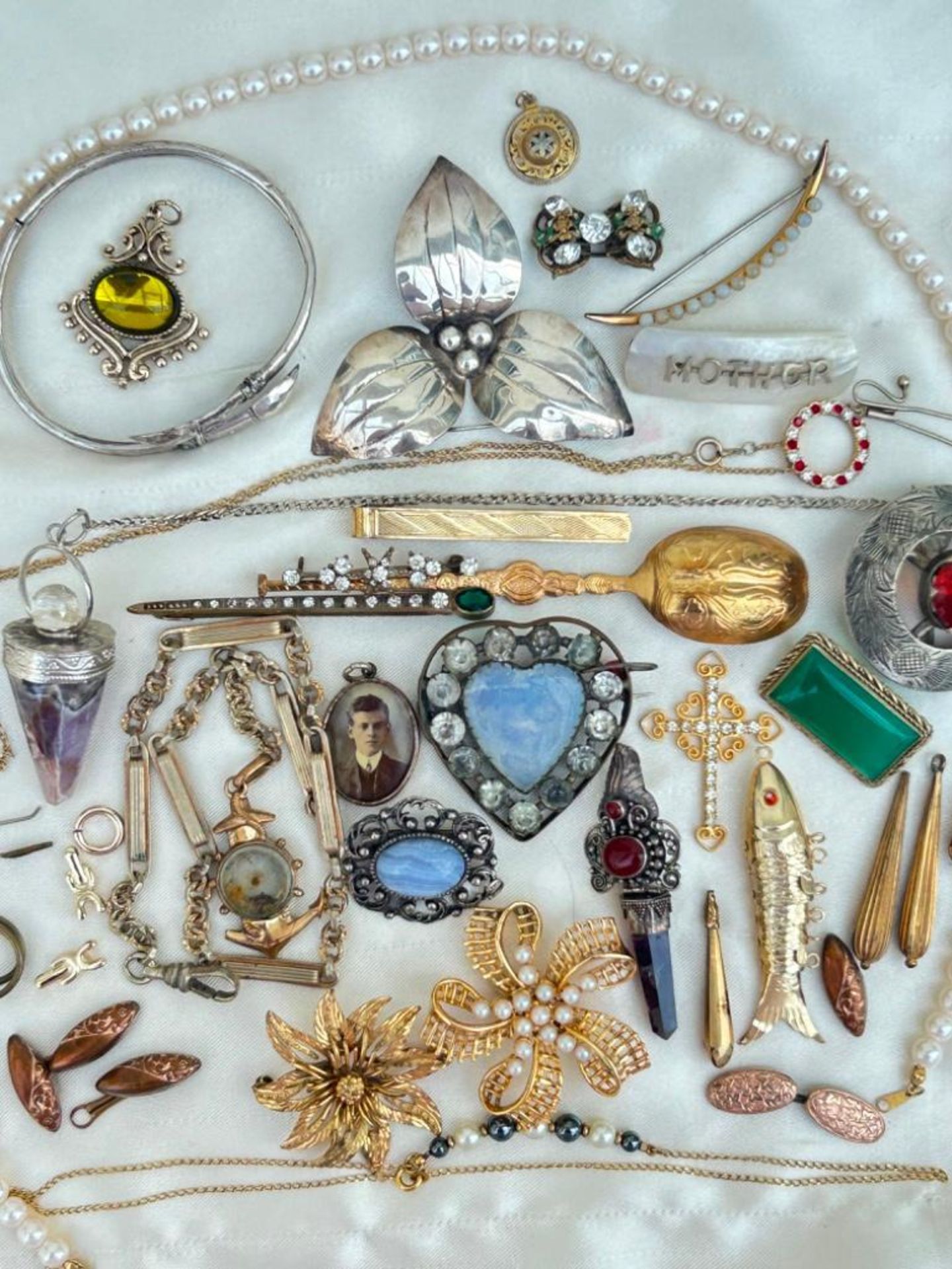 Large Antique & Vintage Mixed Jewellery Lot inc Bangle etc